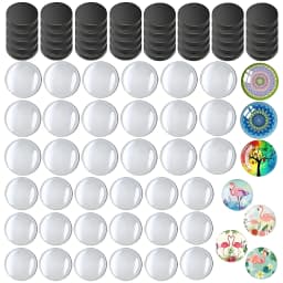 100pc (50pc Glass + 50pc Fixed Piece) Refrigerator Glass Round Magnet, Decorative Magnet, Kitchen Decoration