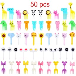 Mini Fruit Forks For Children Kids Cute Animal Food Picks Snack Toothpicks With Vegetable Cutter Set Silicone Lunch Box Dividers