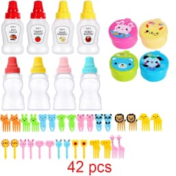 Mini Fruit Forks For Children Kids Cute Animal Food Picks Snack Toothpicks With Vegetable Cutter Set Silicone Lunch Box Dividers