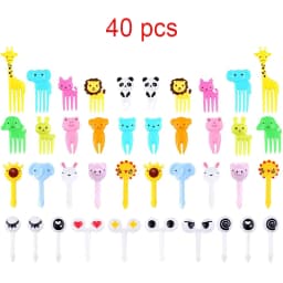 Mini Fruit Forks For Children Kids Cute Animal Food Picks Snack Toothpicks With Vegetable Cutter Set Silicone Lunch Box Dividers