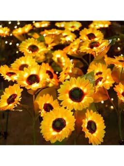 Solar Powered Sunflower Light Outdoor Waterproof LED Ground Insert Lawn Lamp For Garden Lawn Courtyard Decoration