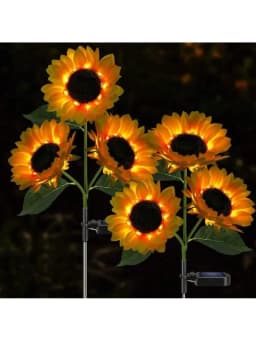 Solar Powered Sunflower Light Outdoor Waterproof LED Ground Insert Lawn Lamp For Garden Lawn Courtyard Decoration