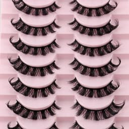 10 Pairs Russian Strip Lashes D Curl Fake Lashes Natural Look Fluffy Volume Wispy Russian Lashes 3D Effect Fake Eyelashes