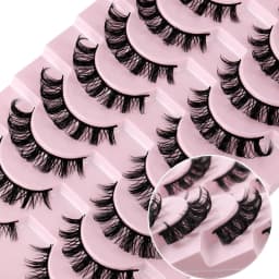 10 Pairs Russian Strip Lashes D Curl Fake Lashes Natural Look Fluffy Volume Wispy Russian Lashes 3D Effect Fake Eyelashes