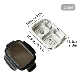 WORTHBUY 2/3 Grids 304 Stainless Steel Lunch Box Portable Leak-proof Food Container Large Capacity Bento Box For Students Adult