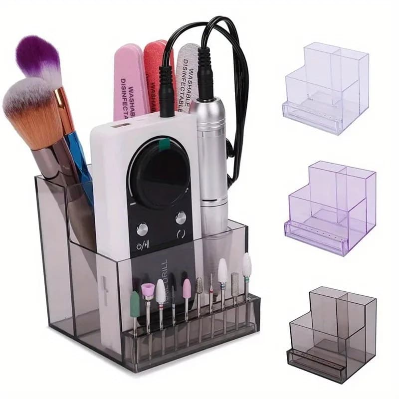 1PC Nail Drill Bits Holder Display Clear Nail Display Box Transparent Makeup Organizer Nail Manicure Tools Acrylic Nail Display