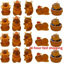 10/20pcs Luminous Capybara Mini Resin Animals Figurines,Glow At Night Outdoor Craft Decor for Miniature DIY Garden Accessories
