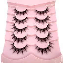 HBZGTLAD 5 Pairs of Anime Role-Playing Fake Mink Eyelashes Natural Full Lashes Transparent Tape Soft Eyelash Extension