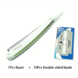 Stainless Steel Foldable Manual Razor | 10-Pack Replacement Blades | Men's Grooming Essential for Smooth & Close Shave