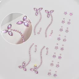 1Sheet Pink Faux Gemstone Facial Sticker Star & Flower Shaped for Makeup and Decoration Y2K Party Music Festival Gift For Girls*
