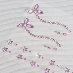 1Sheet Pink Faux Gemstone Facial Sticker Star & Flower Shaped for Makeup and Decoration Y2K Party Music Festival Gift For Girls*