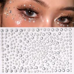 1Sheet Pink Faux Gemstone Facial Sticker Star & Flower Shaped for Makeup and Decoration Y2K Party Music Festival Gift For Girls*