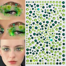 1Sheet Pink Faux Gemstone Facial Sticker Star & Flower Shaped for Makeup and Decoration Y2K Party Music Festival Gift For Girls*
