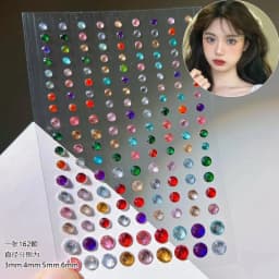 1Sheet Pink Faux Gemstone Facial Sticker Star & Flower Shaped for Makeup and Decoration Y2K Party Music Festival Gift For Girls*