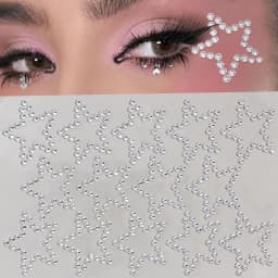 1Sheet Pink Faux Gemstone Facial Sticker Star & Flower Shaped for Makeup and Decoration Y2K Party Music Festival Gift For Girls*