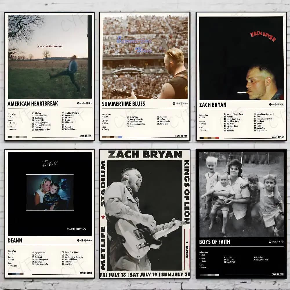 Popular Singer Z-Zach Bryan Poster High Quality Dorm Living Room Aesthetic Wall Decoration Painting Stickers Gift