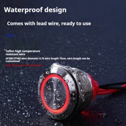 Push Button /Switch 16/19/22mm Short Silver Metal 6/12/24/220V Self-Locking Reset Latching with Light with Wire 15cm Car On/Off