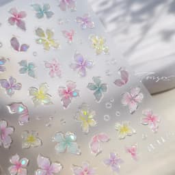 Colorful Floral Nail Art Sticker Summer Garden Motifs Juicy Flower Petals Dimensional Botanical Patterns Adhesive Manicure Decal