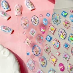 Colorful Floral Nail Art Sticker Summer Garden Motifs Juicy Flower Petals Dimensional Botanical Patterns Adhesive Manicure Decal