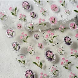 Colorful Floral Nail Art Sticker Summer Garden Motifs Juicy Flower Petals Dimensional Botanical Patterns Adhesive Manicure Decal