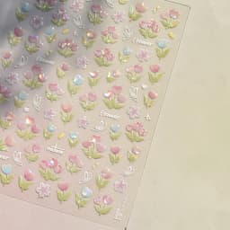 Colorful Floral Nail Art Sticker Summer Garden Motifs Juicy Flower Petals Dimensional Botanical Patterns Adhesive Manicure Decal