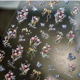 Colorful Floral Nail Art Sticker Summer Garden Motifs Juicy Flower Petals Dimensional Botanical Patterns Adhesive Manicure Decal