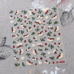 Colorful Floral Nail Art Sticker Summer Garden Motifs Juicy Flower Petals Dimensional Botanical Patterns Adhesive Manicure Decal