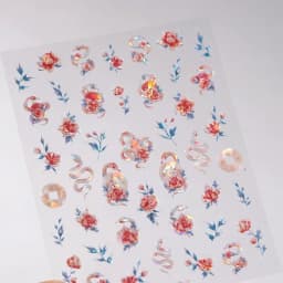 Colorful Floral Nail Art Sticker Summer Garden Motifs Juicy Flower Petals Dimensional Botanical Patterns Adhesive Manicure Decal