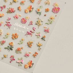 Colorful Floral Nail Art Sticker Summer Garden Motifs Juicy Flower Petals Dimensional Botanical Patterns Adhesive Manicure Decal