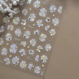 Colorful Floral Nail Art Sticker Summer Garden Motifs Juicy Flower Petals Dimensional Botanical Patterns Adhesive Manicure Decal