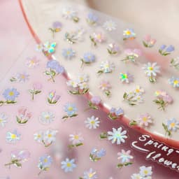 Colorful Floral Nail Art Sticker Summer Garden Motifs Juicy Flower Petals Dimensional Botanical Patterns Adhesive Manicure Decal