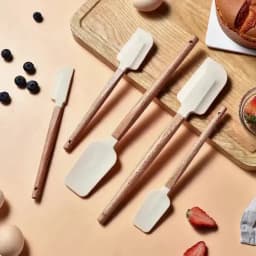 Silicone Scraper Scraper, Home Baking Wooden Handle Scraper, Cake Scraper, Cream Small Spatula Set