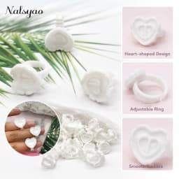 100 PCS Disposable Heart-shaped Plastic Glue Ring Cup Eyelash Extension Tattoo Pigment Holder Pallet Lash Makeup Supplies Tools