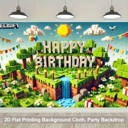 One 2D background banner, a birthday celebration scene, a very beautiful and unique background fabric, made of polyester fiber