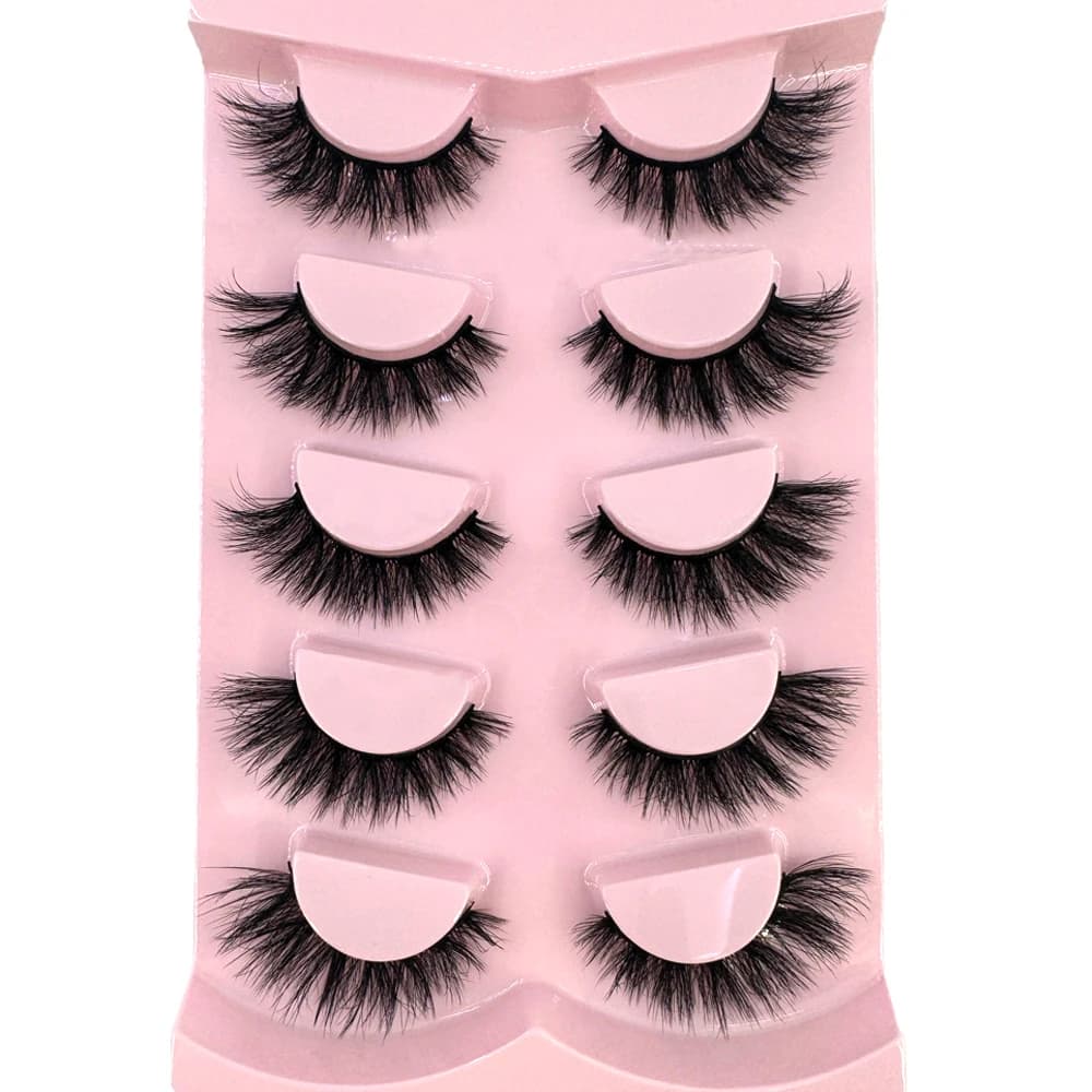 New 5 Pairs of Fake Eyelashes, Mink Fur Soft and Fluffy, Short, Drag Queen Lashes Naturally Curled, Suitable for Self Grafting