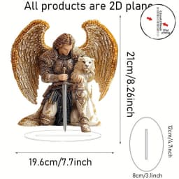 8in Golden Angel Anime Guardian Deity Acrylic Figurine 2D Desktop Bedroom Office Colorful Photography Prop Decoration Gifts Toy