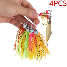 4pcs Swivel Fish Hard Bait Fishing Lures Sinking 17g Spinner Spoon Artificial Baits Metal Sequins Spinnerbait Wobblers For Pike