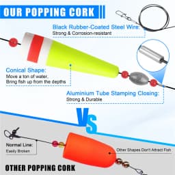 Fishing bobbers Popping Corks for Saltwater Float Rig Weighted fishing floats and bobbers for Redfish Surf fishing Tackle