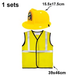 Girls Boys Birthday Role Playing Vest Firefighter Policeman Construction Worker Costume Vest Hat Props Cosplay Theme Party Decor