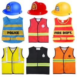 Girls Boys Birthday Role Playing Vest Firefighter Policeman Construction Worker Costume Vest Hat Props Cosplay Theme Party Decor