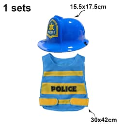 Girls Boys Birthday Role Playing Vest Firefighter Policeman Construction Worker Costume Vest Hat Props Cosplay Theme Party Decor