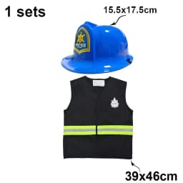 Girls Boys Birthday Role Playing Vest Firefighter Policeman Construction Worker Costume Vest Hat Props Cosplay Theme Party Decor