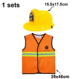 Girls Boys Birthday Role Playing Vest Firefighter Policeman Construction Worker Costume Vest Hat Props Cosplay Theme Party Decor