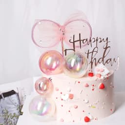 12/24pcs Transparent Colorful Birthday Wishing Ball Cake Decoration Plugin,for Birthday,Wedding,Various Party Cake Decoration