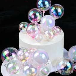 12/24pcs Transparent Colorful Birthday Wishing Ball Cake Decoration Plugin,for Birthday,Wedding,Various Party Cake Decoration