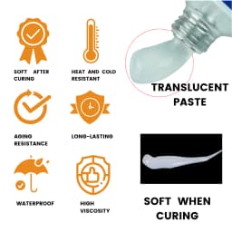 Soft Silicone Adhesive - High Low Temperature Resistant, Waterproof for Bonding Silicone, Metal, Glass, Plastic, Ceramic etc.