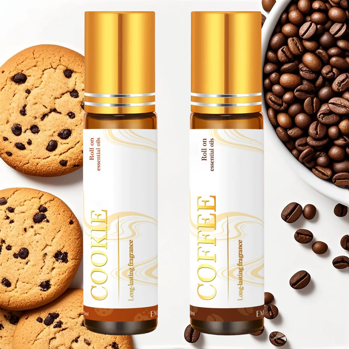 2PC/1PC Cookie Coffee Fragrance Oils Roller 10ml Car Diffusers Oil For Comfort & Humidifier Sweet Baked Scent Gifts