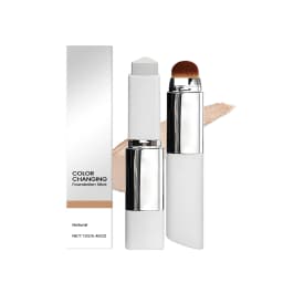 Color Changing Foundation Stick with Makeup Brushes 2 in 1 Lasting Waterproof Matte Finish Lightweight High Coverage Makeup Base