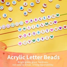 800 Pieces Letter Beads for Making, 28 Patterns and 8 Colors of Alphabet Beads, Colorful Face Beads and Heart Bea