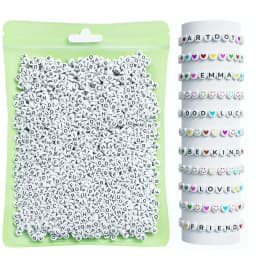 800 Pieces Letter Beads for Making, 28 Patterns and 8 Colors of Alphabet Beads, Colorful Face Beads and Heart Bea